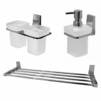 Комплект аксессуаров для ванной комнаты WasserKRAFT Lopau (полка, подстаканник, дозатор)