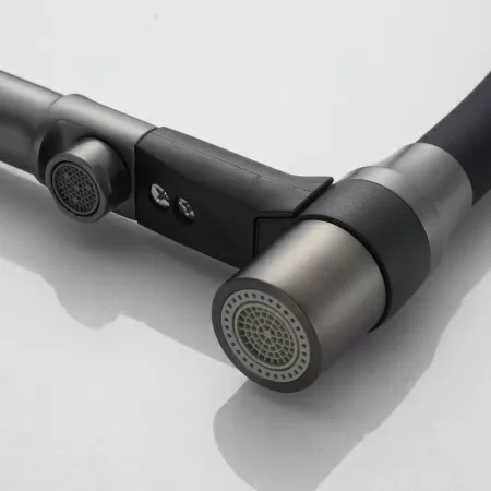 Смеситель для кухни с гибким изливом и подключением фильтра Shevanik S378T, оружейная сталь