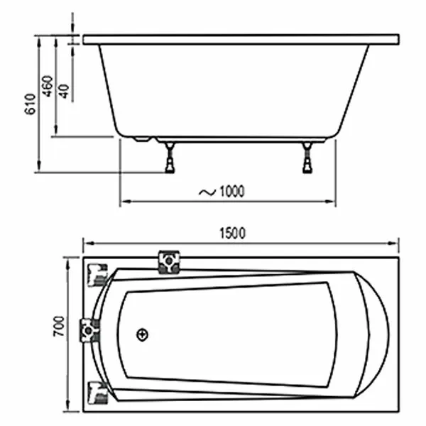 Ванна акриловая Ravak Domino 150x70  с ножками