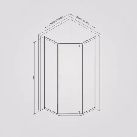 W90G-405-090MT Душевое ограждение AM.PM Gem 5-corner Pivot 90x90 стекло прозрачное, профиль матовый хром
