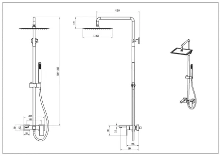 Душевая стойка Boheme Qubic 478-MW matt white