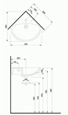 Умывальник Kolo Nova Pro M31750000 угловой 50 см