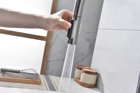 Смеситель для кухни Paulmark UNIVERSAL Un213880-GM, вороненая сталь