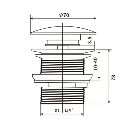 Донный клапан с керамической крышкой Vincea DBS-216MG, серая мат. крышка, с переливом