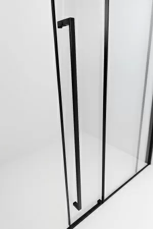 Timo Душевая дверь TDSS-140/03C-8L, раздвиж 1400*2000, проф черный, стекло проз 8 мм