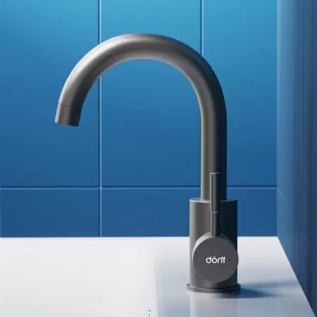 Смеситель для умывальника Dorff D3002101SS Logic поворотный, нержавеющая сталь