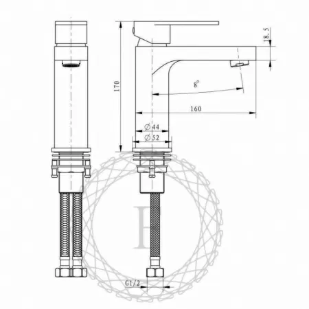 Cмеситель для раковины FILARETE Retta FL5030 (Графит)