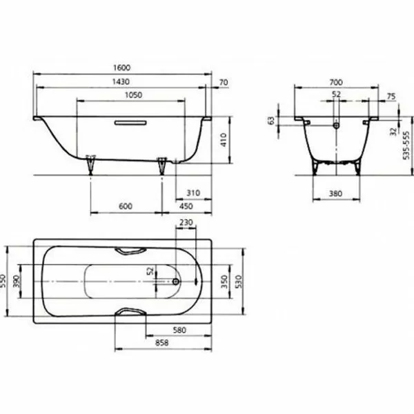 Стальная ванна Kaldewei SANIFORM PLUS STAR 160х70х41 (332)